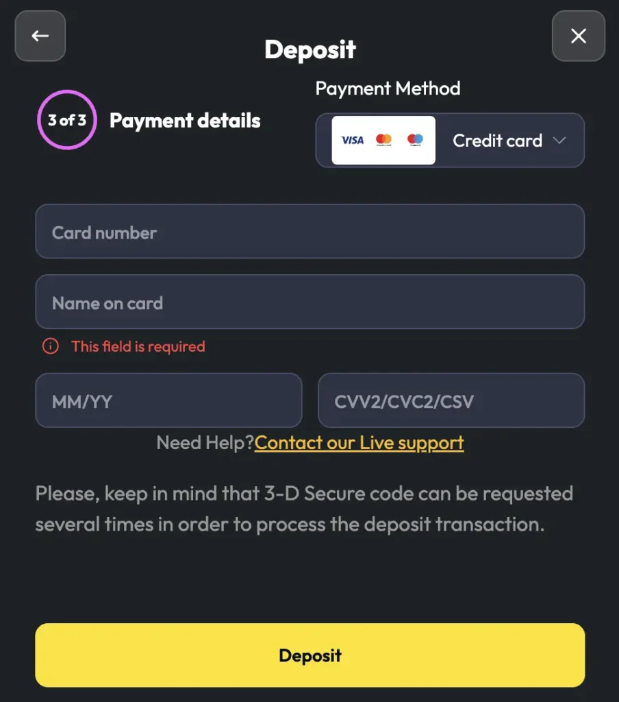 ReelsOn Deposit Step 3
