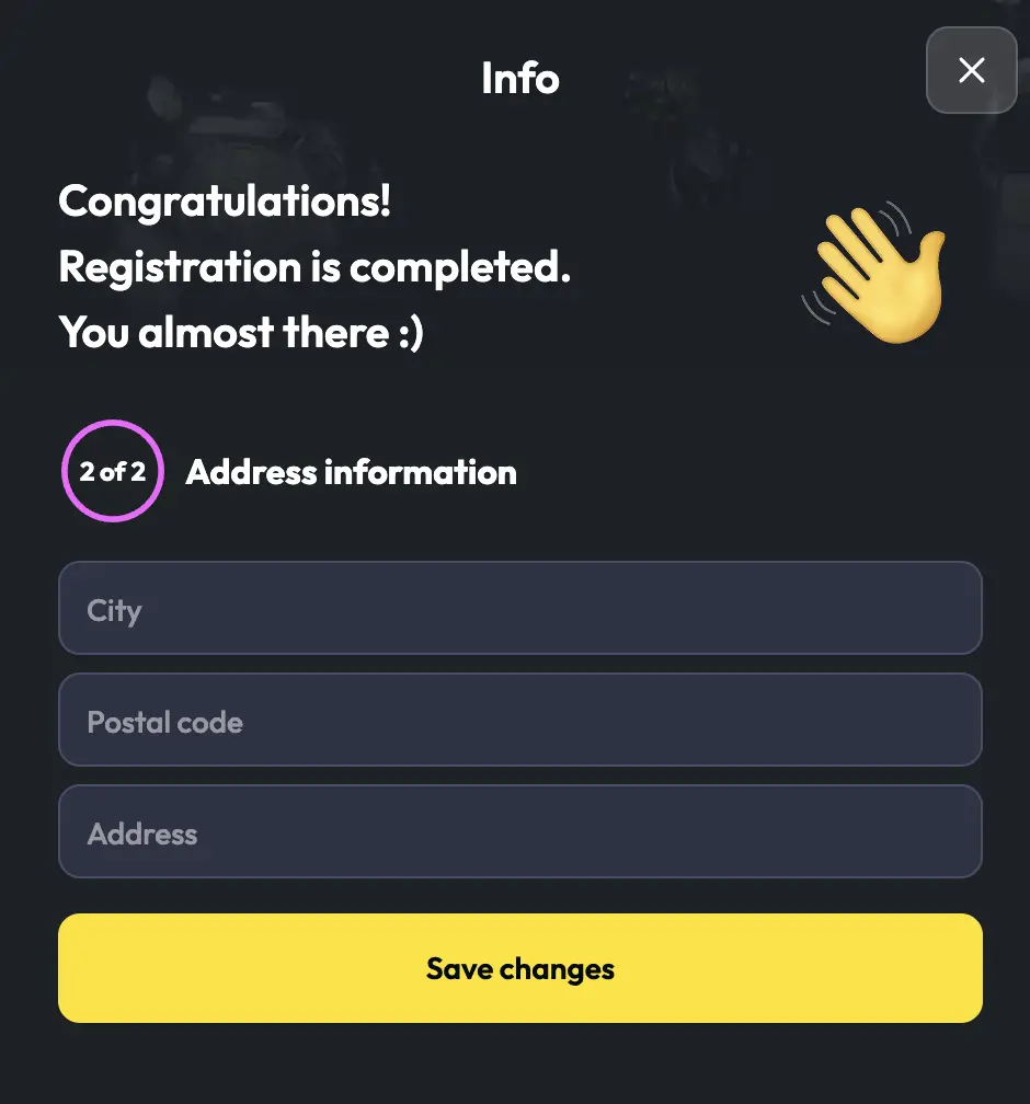 ReelsOn Registration Step 2